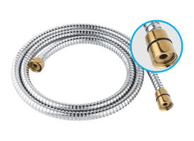 Chromeplated double lock shower hose with golden nut